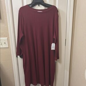 Burgundy Long Sleeve Dress